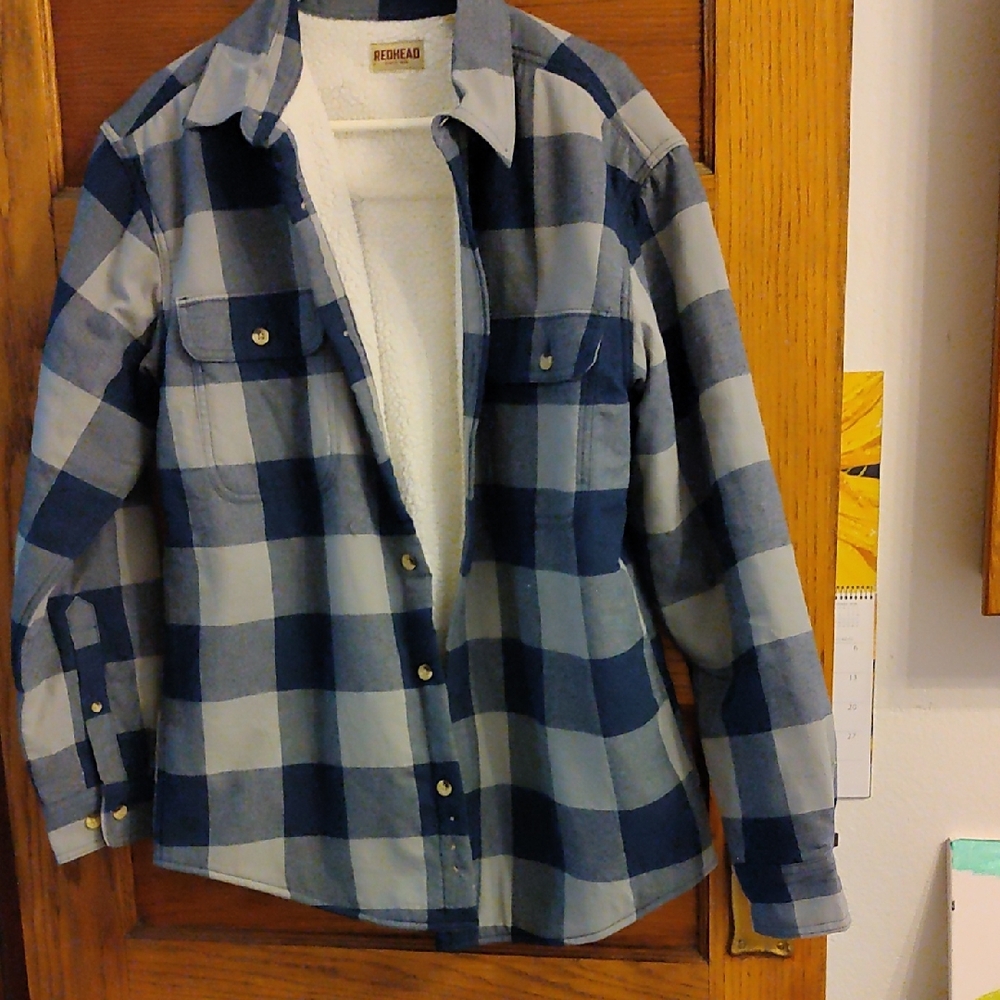 RedHead Blue and White Plaid Men's Shirt Jacket